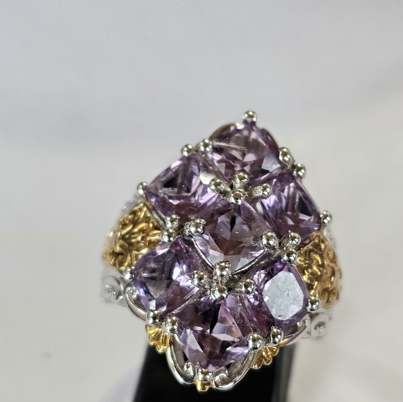 Rose De France Amethyst Ring 925/14k Gold Accents Sz 9 - Picture 6 of 10
